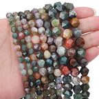 BEADIA Faceted Natural Indian Agate Stone Round Beads 10mm 36cm/Strand for Jewelry Making - color: Indian Agate, size: 10mm