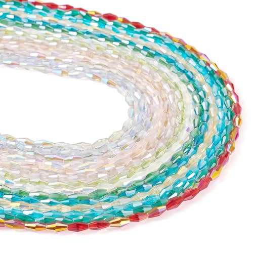 Beadthoven 924pcs Faceted Glass Long Bicone Beads 8x4mm Transparent AB Color Glass Crystal Beads Loose Spacers Bicone Gem Beads Strands for DIY Bracelet Necklace Earrings Jewelry Making Crafting - color: Long Bicone, size: 8mm