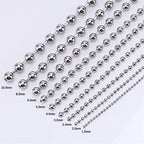 Titanium Stainless Steel Small Beads Ball Chain Necklace for Men Women 24-38 Inches Silver Black Gold - color: Silver, 8mm wide