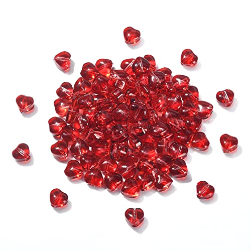 UR URLIFEHALL 100 Pcs Handmade Lampwork Glass Heart Beads Love Red Heart Shape Crystal Spacer Beads for DIY Jewelry Making Crafts - color: 100pcs-6x6.5x4.7mm-red heart beads