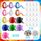 Zeyune 233 Pcs 20 Set DIY Bead Keychain Making Kits Bag Charm Beads Making Craft Ribbon Bow Key Chain Letter Alphabet Keychain Jewelry Accessories for Mothers Day Gifts Jewelry Make Party Favor