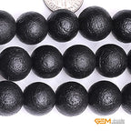 GEM-Inside Black Frost Spacer Agate Gemstone Loose Beads Natural Energy Power Beads for Jewelry Making 14mm Round 15 Inches - color: Black Agate, size: 14mm