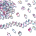 UR Urlifehall 100 Pcs Glass Teardrop Charms Transparent Spray Painted Glass Beads with Glitter Powder Beads for DIY Jewelry Crafts Making - color: 100pcs-9x6x6mm-glass teardrop beads
