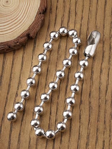 Sacina Y2k Aesthetic Emo Beaded Ball Chain Necklace, Gothic Punk Grunge Necklace, Christmas Jewelry Gift - color: Silver, size: 16 in
