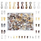 SUNNYCLUE 1 Box 500Pcs Brass Snap on Bails Set 30Pcs 2 Style Brass Pinch Bails 475Pcs 3 Style Snap on Bails Charm Bead Pendant Jewelry Connectors Bails for Earring Jewelry Making Supplies Craft - color: 5 Colors Antique Gold Silver Bronze Pinch Bails
