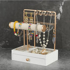 TANG SONG Multi-Functional Drawer Storage Rack Necklace Display Stand Necklace Bracelets Earring Chains Organizer Holder for Home (White) - color: White