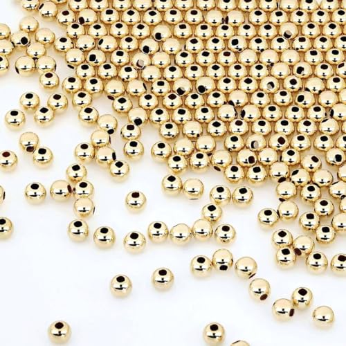 50pcs Adabele Real 1/20 14K Gold Filled Seamless 4mm (0.16 Inch) Tiny Small Round Loose Beads Spacer Non Tarnish for DIY Craft Jewelry Making JK2-A4 - color: 14K Gold Filled, size: 4mm (0.16") - 50pcs