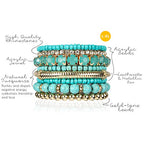 RIAH FASHION Multi Color Stretch Beaded Stackable Bracelets - Layering Bead Strand Statement Wrap Bangles - color: Natural Stone - Turquoise, size: 8.0 Inches Length