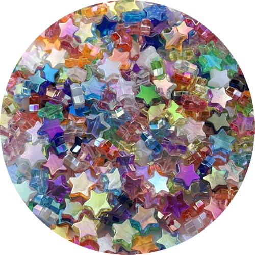 450 PCS Acrylic Star Shape Beads AB Colors Loose Pony Spacer Beads with Hole for Jewelry Making Necklace Earring Key Chains DIY Projects(Multicolor) - color: Multicolor