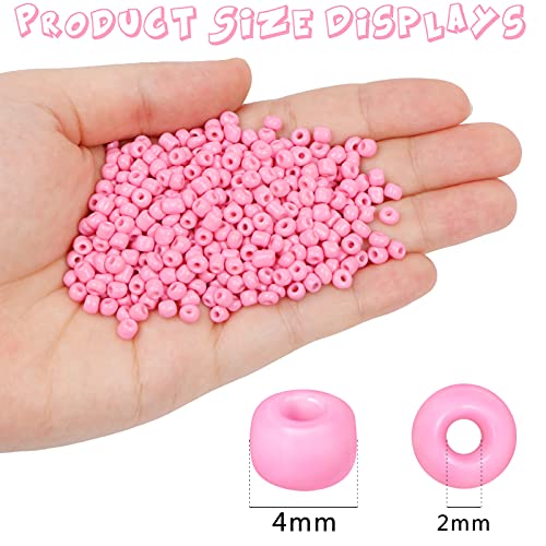 2200pcs Glass Seed Beads Bulk, 4mm 6/0 Pony Beads Bulk for Jewelry Making Mini Spacer Beads Loose Beads Craft Small Glass Seed Beads for DIY Bracelet Wrist (Pink) - color: Pink