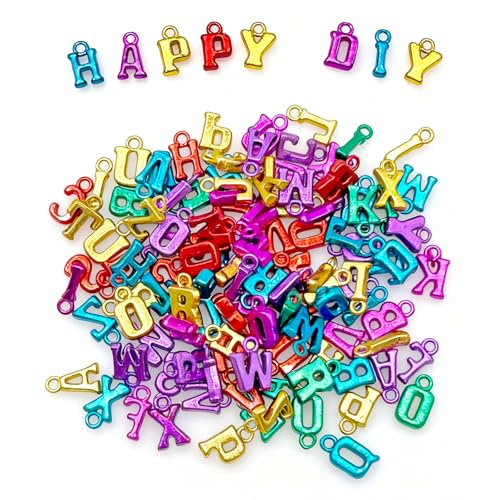 400pcs Large Alphabet Letter Beads,A-Z Large Alphabet Letter Charms for Jewelry Making, Bracelets, Necklaces, Keychains, DIY Crafts, Plastic Beads for Personalized Accessories (Bright Color-A) - color: Bright Color-A