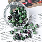 8mm Natural Loose Beads 110 pcs for Making mala Necklace or Bracelet (Ruby Zoisite) - color: Ruby Zoisite
