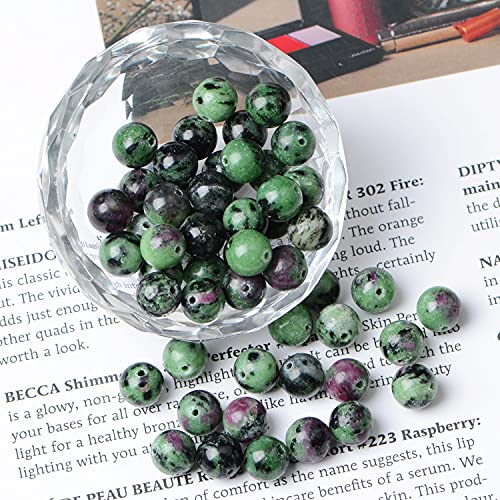 8mm Natural Loose Beads 110 pcs for Making mala Necklace or Bracelet (Ruby Zoisite) - color: Ruby Zoisite