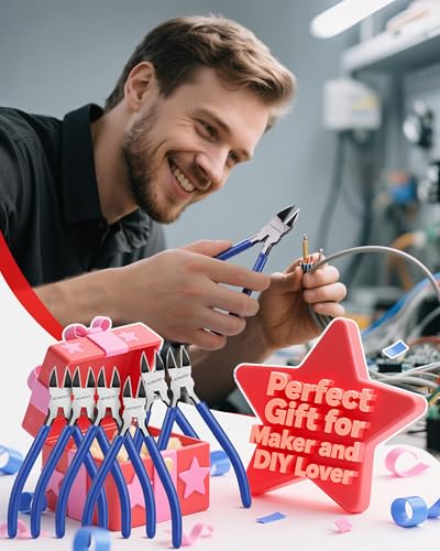 WORKPRO 6 Pack Wire Cutters, 6 Inch Precision Flush Cutters, Spring Loaded Side Cutting Pliers, Sharp Diagonal Cutters for Crafts, Jewelry Making, Electronics