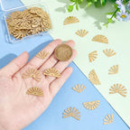 BENECREAT 60pcs Raw Brass Semicircle Shape Fan Earrings & Necklace Charms - Half Round & Geometric Component Charms for DIY Jewelry Craft Making