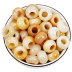 Nupuyai Pack of 30 Large Hole Stone Loose Beads for Jewelry Making, Polished Rondelle European Beads fit Charms Bracelet, Yellow Jade - color: Yellow & White, size: 14x8mm