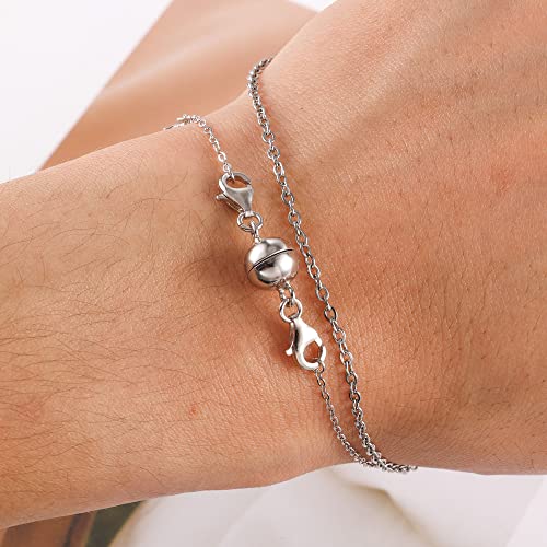 925 Sterling Silver Double Lobster Clasp Magnetic Necklace Jewelry Clasps and Closures Sterling Silver Double Bracelet Necklace Clasp - color: A-Silver