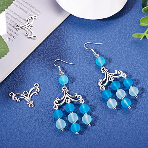 KISSITTY 20pcs Tibetan Silver Wave Chandelier Component Links Charm Pendant Connectors with 3 Holes for Dangle Earring Multi Strands Bracelet Necklace Jewelry Making Craft Supplies - color: Antique Silver, Wave