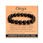 MASSIVE BEADS Handmade Yoga Stretch Elastic Bracelet Natural Stone Crystal Healing Power Energy Gifts for Unisex Adult 4mm 6mm 8mm 10mm - color: Black Onyx(Positive Energy), size: 10mm