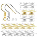 BEADNOVA 200pcs Mix Earring Hooks & Backs, Silver & Gold, 100pcs Hooks & 100pcs Backs, DIY Earring Supplies - color: 100pcs