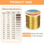HARFINGTON Wire 328ft Length 26 Gauge Copper Craft Jewelry Wrapping Wire Tarnish Resistant Beading for Jewelry Making Supplies Crafting, Gold - color: Gold