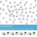 UNICRAFTALE 100pcs 4mm Stainless Steel Spacer Beads - Square, Smooth, Finding for DIY Bracelet, Necklace, Jewelry Making - color: Stainless Steel Color