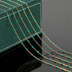 UMAOKANG 33ft/10m Turquoise Enamel Bead Chains for Jewelry Making Gold Plated Stainless Steel Jewelry Chain Roll - color: Gold-Turquoise Enamel