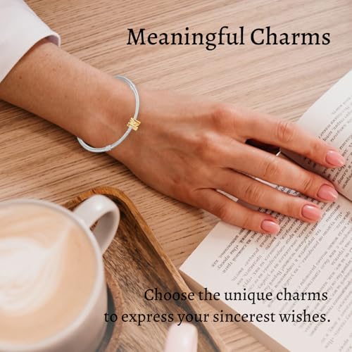S925 A-Z Bead Charms,Initial Letter Alphabet, 14K Gold Plated, for Bracelet Necklace, Gift for Mothers Nurses Day Graduation Birthday Anniversary, for Girlfriend Family Friend, for Pandora - style: M