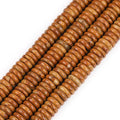 JOE FOREMAN 2x6mm Natural Yellow Wood Texture Jasper Stone Heishi Disc Rondelle Spacer Beads for Jewelry Making Full 15" Strand Energy Stone Healing Power Crystal - color: Yellow Wood Texture Jasper