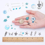 SUNNYCLUE 1 Box DIY 10 Pairs Starfish Mermaid Turquoise Earring Making Starter Kit Ocean Beach Summer Theme Earrings Synthetic Turquoise Beads Turtle Fish Crab Slipper Charm for DIY Jewelry Making - color: Ocean Earrings 4