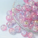 100Pcs 10mm Crackle Glass Beads for Jewelry Making - Round Spacer Crystal Beads Bulk, DIY Craft Supplies for Necklace Bracelet Earrings (Pink Light Purple) - color: Pink Light Purple