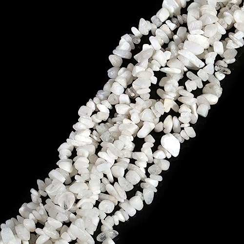 LAIDANLA Moonstone 400pcs Natural Chip Stone Beads 5-8mm Healing Crystal Irregular Gemstones Drilled DIY Loose Rocks Bead Crystal for Bracelet Earrings Necklace Jewelry Making Crafting - color: Q-Moonstone
