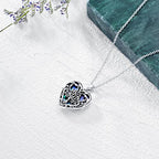 SOULMEET Personalized Silver Locket Necklace That Holds Pictures Photo Keep Someone Near to You, Memorial Custom Lockets Necklaces Letters Engraving for His Her - color: D2-Abalone tree-Black, style: Locket+Custom Photo+Engraved