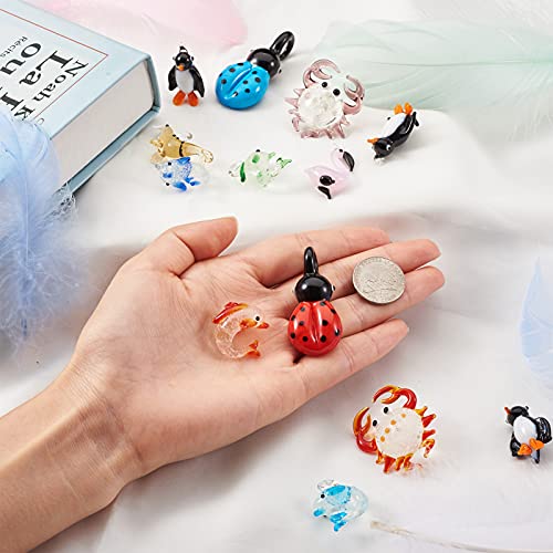 FASHEWELRY 50Pcs Handmade Mixed Animals Lampwork Glass Pendants Small Cute Animals Loose Beads Charms for DIY Jewelry Making - color: Mixed Animals-Mixed Color