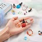 FASHEWELRY 50Pcs Handmade Mixed Animals Lampwork Glass Pendants Small Cute Animals Loose Beads Charms for DIY Jewelry Making - color: Mixed Animals-Mixed Color