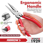 ARROW 8" High Leverage Needle Nose Pliers with Side Cutters, Long Nose Pliers for Gripping, Wire Bending, Cutting (Pack of 2) - size: 8 INCH (Pack of 2)