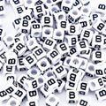 500Pcs Square Letter Beads B 6X6mm Single White Alphabet Beads for Charms Bracelets Making - color: Square - B
