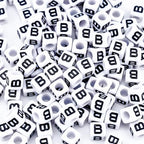 500Pcs Square Letter Beads B 6X6mm Single White Alphabet Beads for Charms Bracelets Making - color: Square - B