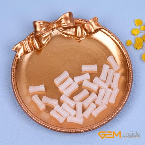 GEM-Inside 30Pcs 5x12mm Natural White Jade Stone Plant Bamboo Knot Bone Beads for Jewelry Making Power Energy Chakra Stone Beads - color: White Jade