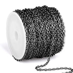 66 Feet Black Rolo Cable Chain Bulk, 2.5mm 304 Stainless Steel Gunmetal Black Diamond-Cut Oval Rolo Cable Link Chains Roll Spool for Jewelry Making - color: Gunmetal Black, size: 2.5mm width