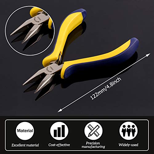 BENECREAT 5 Inch Bent Nose Pliers with Comfort Rubber Grip For Jewelry Making, Handcraft Making