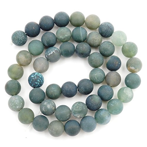 Matte Gemstone Beads for Jewelry Making, Sold per Bag 5 Strands Inside (Matte Moss Agate, 4mm) - color: Moss Agate, size: matte 4mm