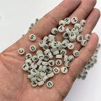 Amaney 600pcs Glow Letter Beads 4×7mm Alphabet Beads A-Z Glow in The Dark for Jewelry Making - color: Black Luminous