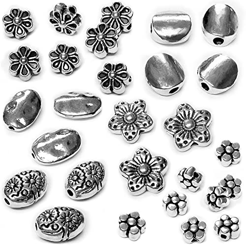Heather's cf Metal Spacer Beads – Durable Quality & Antique Style – Assorted Silver Bead Spacers for Bracelets, Necklaces & Earrings – Ideal for DIY, Jewelry Making & Crafting – Small (240pcs) - color: SPG03