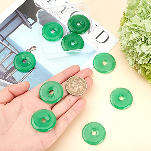 NBEADS 10 Pcs Natural Donut Gemstone Charms, 30mm Flat Round Malaysia Jade Donut Stone Beads Pendants Large Hole Disc Natural Stone Pendant for Jewelry Making, Hole: 5mm - color: 10 Pcs Natural Malaysia Jade
