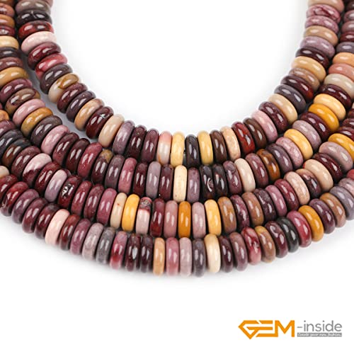 GEM-Inside 2x6mm Natural Mookaite Jasper Jasper Stone Heishi Disc Rondelle Spacer Beads for Jewelry Making Full 15" Strand Energy Stone Healing Power Crystal - color: Mookaite Jasper