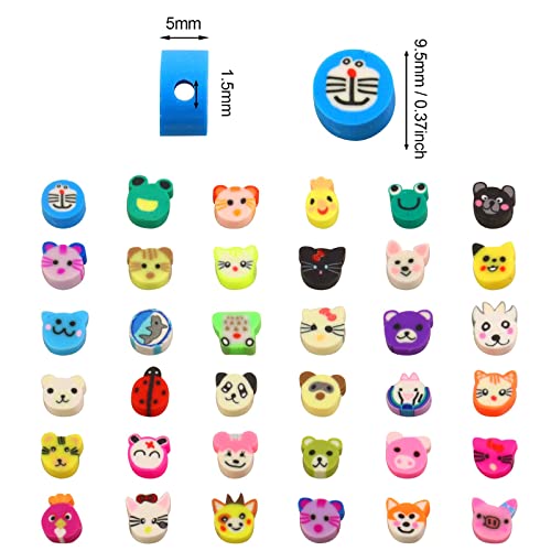 200 PCS Colorful Animal Mixed Polymer Clay Soft DIY Beads for Jewelry Making - 10mm - color: Clay Animals