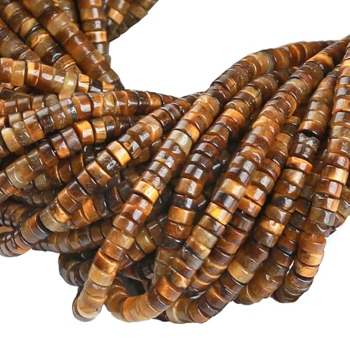 150pcs 2x4mm Natural Yellow Tiger Eye Stone Tube Shape Beads Loose Flat Round Cylinder Flat Spacer Stone Beads for Bracelet Earrings Jewelry Making - color: Yellow Tiger Eye Stone, size: 2x4mm Tube shape