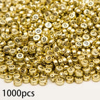 1000Pcs Acrylic Number Beads Round Number Round Beads 4x7mm Mixed Number Beads, for Jewelry Bracelets Necklaces Key Chains Making (Gold) - color: Gold