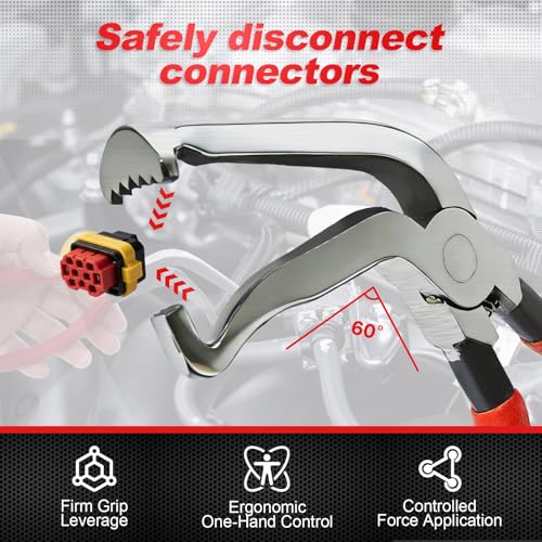 3PCS Professional Electrical Disconnect Pliers, Automotive Electrical Connector Separator Removal Tool Kit for Wiring Harness, 60° & Straight Terminal Release Pliers for Car Truck SUV